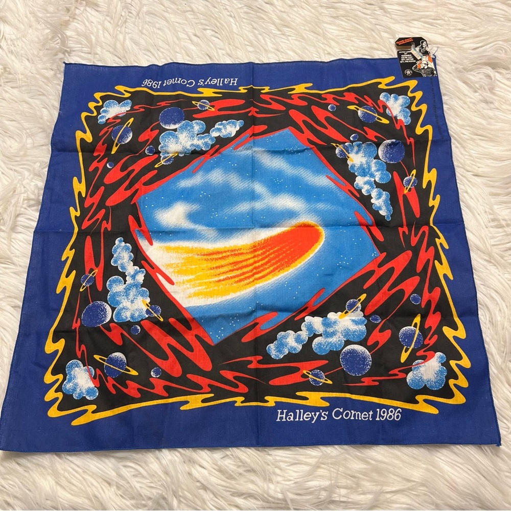 🌟5/30$ Vintage new Halley’s Comet graphic cotton bandana 1986